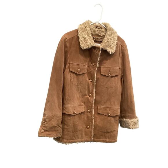 Columbia Womens Suede Penny Lane Jacket Size Medium Chore Coat Faux Fur Country - Picture 11 of 12